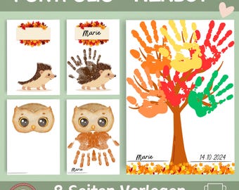 Autumn Coloring Pages Portfolio | Kindergarten Autumn Portfolio | Kindergarten Templates | Educator Templates | Autumn Portfolio | Handprint