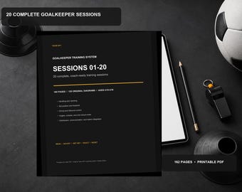 Goalkeeper Training Manual, 20 Illustrated Youth Soccer Coaching Sessions, Printable PDF