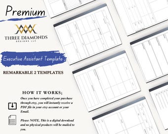 Assistante de direction, modèles ReMarkable, planificateur d'objectifs, procès-verbaux de réunion, organisateur numérique 220 modèles Excel premium inclus