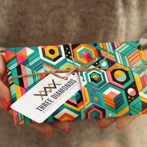 Carta da regalo geometrica retrò unica e originale, esagoni e forme audaci, carta da regalo, carta da regalo SPEDIZIONE GRATUITA!