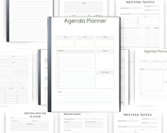 Minimalist Meeting Notes Templates, 5 Meeting Templates, Meeting Notes, Remarkable 2 Templates, Set of 5 Individual Meeting Note Templates