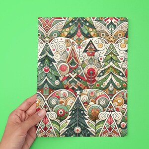 Einzigartiges Weihnachtsbaum-Waldpapier, stilisierte Geschenkpapier, wunderliche Feiertags-Papier, festliche Weihnachtsverpackung, hübsches Geschenkpapier
