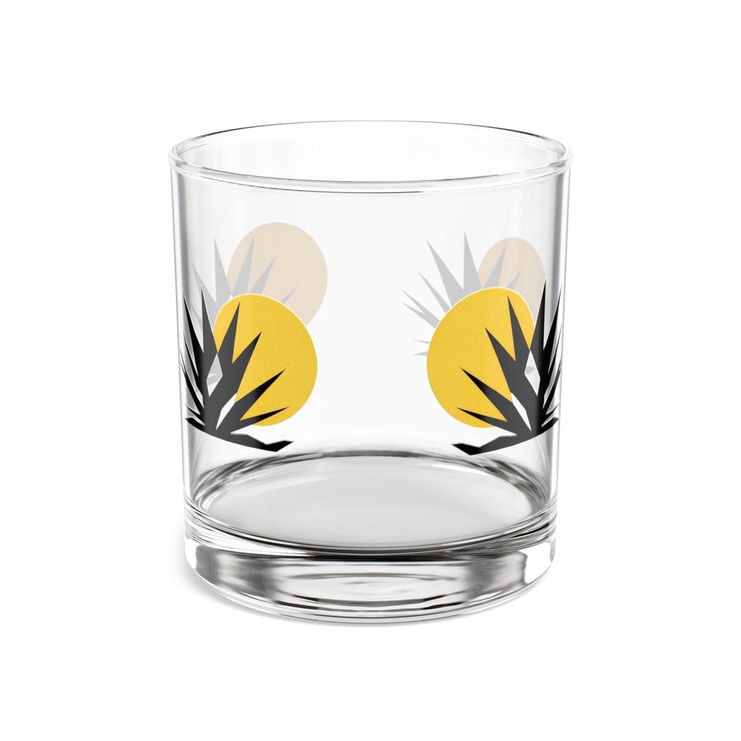 Handcrafted Agave Design Rocks Glass, Tequila Lover Gift, Desert ...