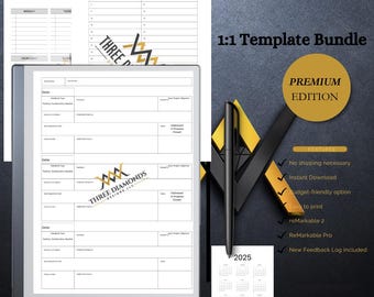 remarkable paper pro templates meeting notes, one on one meeting notes template, digital download, minimalist design, PDF