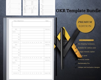OKR Template Pack for Remarkable 2, Goal Management (Digital Download)