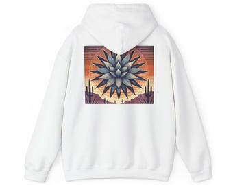 Agave Plant Hooded Sweatshirt, Tequila Lover Gift, Graphic Hoodie, Cactus Design Pullover, Agave Bull Legacy  Unisex Hooded Sweatshirt