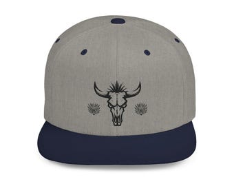 Outdoorsman Hat, Rugged Southwestern Style, Durable Flat Bill Cap, Agave Inspired Snapback, Bold Statement