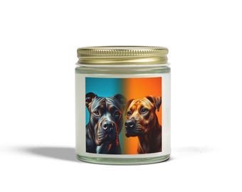 Scented Candle with Dog Images: Coconut Apricot Wax, Relaxation Gift, Handcrafted 4oz & 9oz, Coconut Apricot Wax (4oz, 9oz)