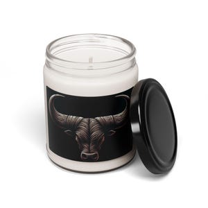 Rustic Cowboy Candle with Bull Horn Accents, Western Home Decor, Country Cowgirl Gift, Aromatherapy Candle, Soy Candle