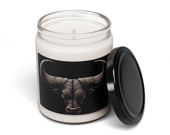 Rustic Cowboy Candle with Bull Horn Accents, Western Home Decor, Country Cowgirl Gift, Aromatherapy Candle, Soy Candle