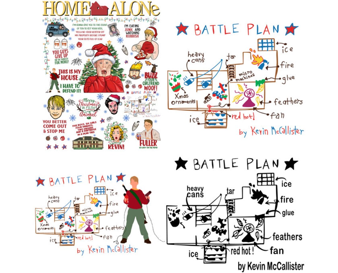 Home Alone Christmas Png Home Alone Battle Plan Map Png - Etsy UK