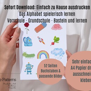 Impara l&#39;alfabeto in modo giocoso · Scuola materna · Scuola elementare, lavoretti, ABC, facile da stampare, idea di gioco, idea di apprendimento