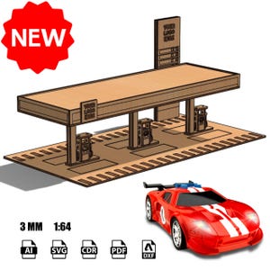 Digital File Diorama Gas Station Gas Station Hotwheels 1:64 3.0MM