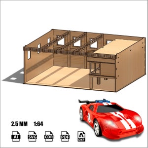 Digitaal bestand Garage Workshop Display Diorama Vector Hotwheels 1/64