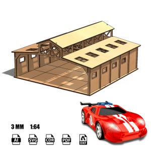 Digital Vector File Garage Workshop Diorama Model Hotwheels 1:64