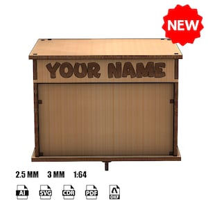 Arquivo digital para corte a laser de chaveiro de garagem Hot Wheels 1:64 2,5 mm SVG