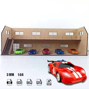 Digital File for Laser Cutting Garage Workshop Hotwheels Diorama Vector