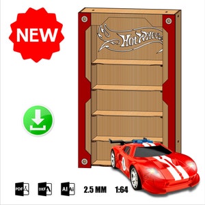 Exposant Display 5 Hotwheels 2,5 MM Svg Dxf Mdf