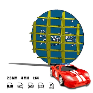 Digitaal bestand Hotwheels Display Shelf 14 Carts Svg Dxf PDF