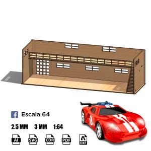 Digitaal bestand Lasersnijden Garage Workshop Hotwheels Diorama Vector