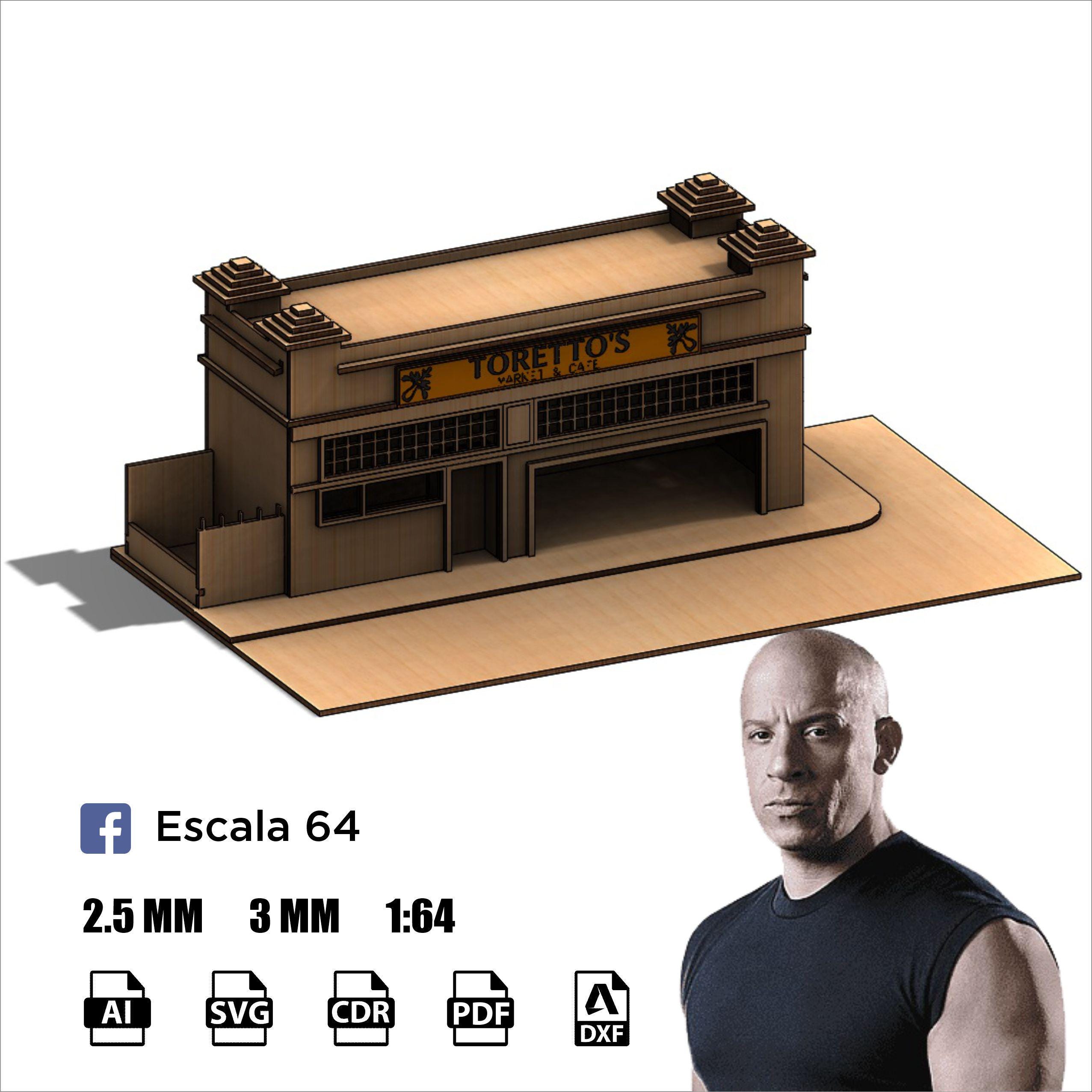 Digital File Toretto Market Cafe Hotwheels Fast Furious Diorama