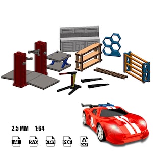 Digital Vector File Accessories Ramp Elevator Shelving Diorama Hotwheels 1:64