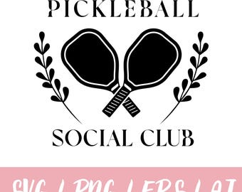 Pickleball Social Club-ontwerp, retro paddle-clipart (digitale download)