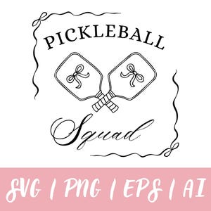 Pickleball Squad Coquette Svg | Cute Paddle Bow Design for Girls | Png Eps Ai Digital Download for Cricut and Silhouette