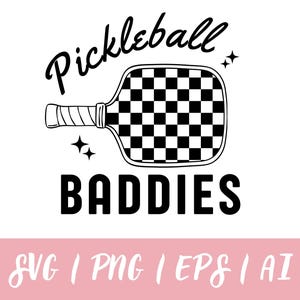 Pickleball Baddies SVG Checkered Paddle Design | Trendy Girly Sports Clipart Png Eps AI | Digital Download for Cricut & Silhouette etc.