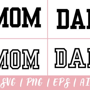 Mom and Dad Sporty Trendy Letterman Svg Bundle, Pregnancy Bundle for Mom Dad, Digital Download, Clipart, Cricut, Silhouette, Cutting Machine