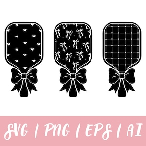 Coquette Pickleball SVG Girly Bow Paddles | Cute Pickleball Clipart Png Eps Ai | Trendy Girl Digital Download File