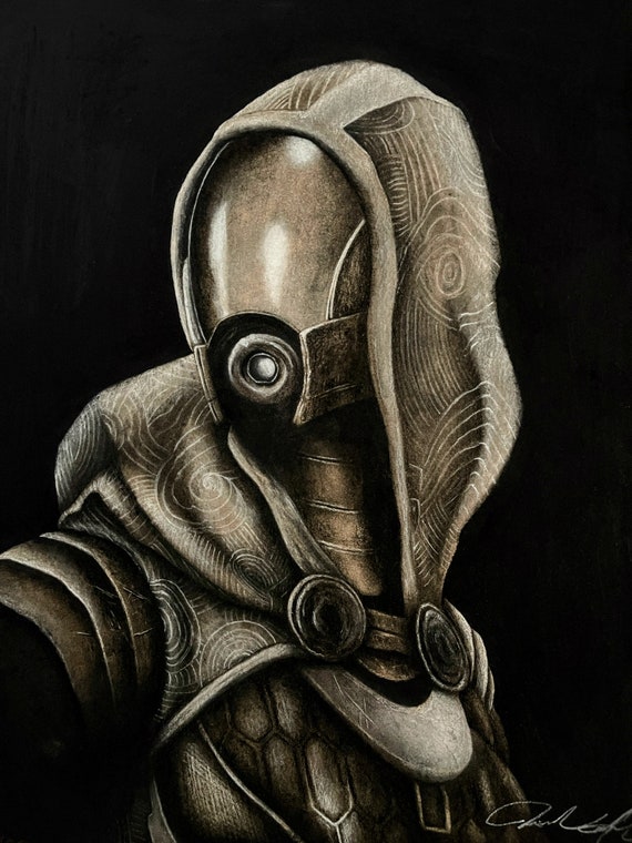 Tali’Zorah | Mass Effect | Charcoal Portrait Art Print