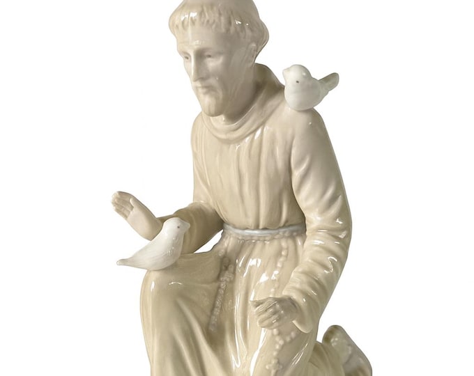Porcelain Figurine Statue Saint Francis of Assisi | Roman Valencia Collection | Religious Art Collectibles | Patron Saint of Animals Prayer