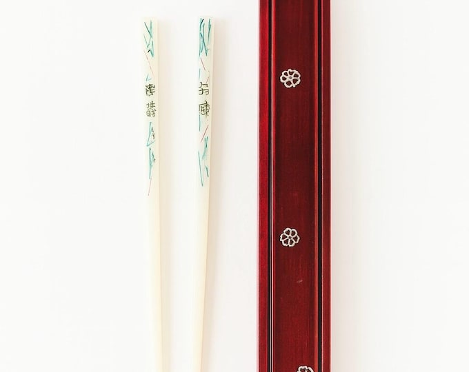 Urushi Inlayed Chopsticks And Case Wooden | Japanese Craft Art | Wood Lacquered Box Travel Storage | Resin Chop Sticks | Oriental Shell