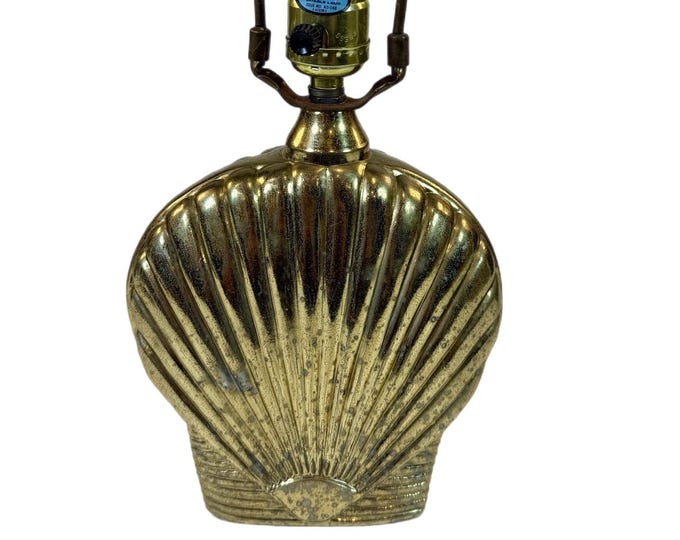 Brass Scalloped Sea Shell Lamp | Hollywood Regency Decor | Desk Table Boudoir Lamp Light | Coastal Grandma Nancy Myers | Decorative Accents