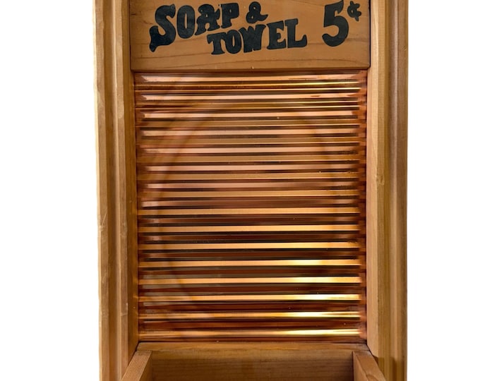 Vintage Wood Wooden | Soap & towel holder | Wash board design Bathroom Laundry Room  | wall hanger decor | Planter | Cottage Granny Core