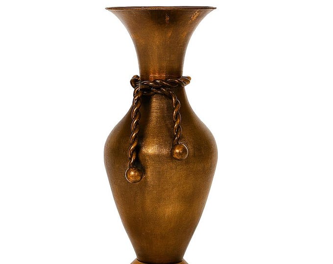 Brass Bud Vase Rope Motif Gold | Vintage Grand Millennial | Wedding Decor Hostess Gift | Home Decor Decorative Accents | Flower Floral
