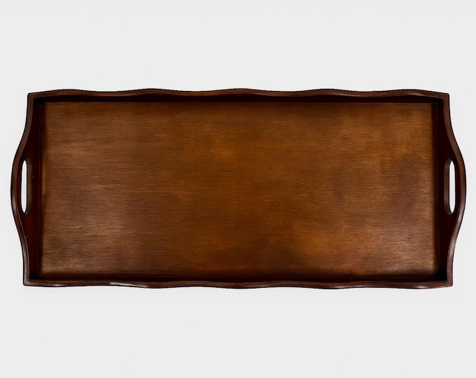 Vintage Wooden Serving Butler Tray with Handles | Decorative Accent