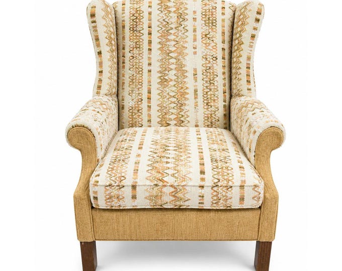 Accent Chair Wing Back Velvet  Jacquard Stripe Stuart Funiture Company Asheboro NC. Retro Kitsch Statement Piece Living Room Office