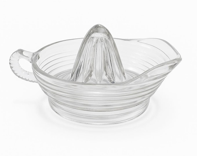 Glass Juicer Ribbed Clear Citrus Reamer | Anchor Hocking 1940s-50s Vintage Ribbed Clear  Hand Held Lemon Squeezer, RB402 | Kitchen Tools