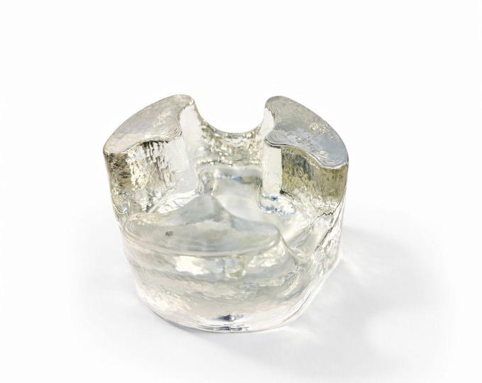 Brutalist Heavy Clear Glass Tea Light Votive Candle Holder Trivet Warmer Glasdesign Georgshutte Stovchen German Glasssware Mid Century