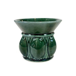 Maceta verde con flores / Cerámica Hull USA con sello F470 / Flores de interior / Estilo rústico de mediados de siglo / Decoración para el hogar