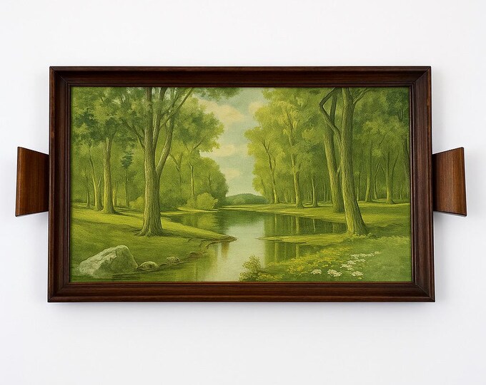 Wooden Handled Tray Server | Framed Print Robert Woods Seasons Print Spring | Wall Decor Decorative Accents Home Decor Hostess Serving