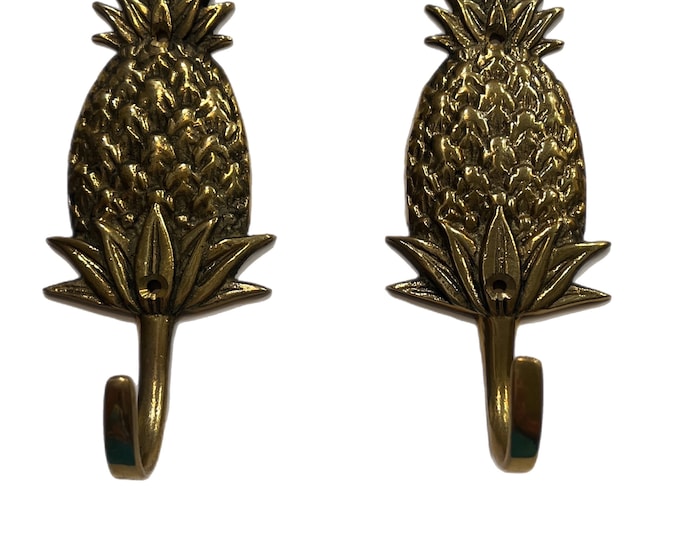 Vintage | Brass | Andrea by Sadek | Pineapple Hooks | Wall Hooks | Colonial Coastal Grandma | Mudroom | Coat Hook | Hospitality