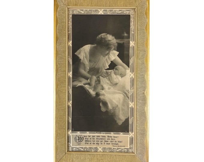 Mother and Child Framed Art Victorian Art Deco Photo Print | George MacDonald Poem | Gallery Wall Nursery Print Home Decor Decorative Accent