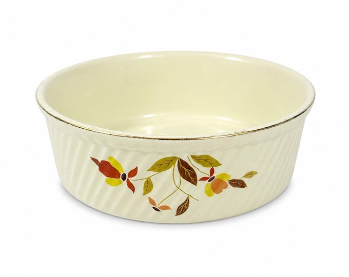 Souffle/Round Casserole Baking Dish Hall’s Jewel Tea Autumn Leaf Mid Century Cookware Bakeware Kitchenware Vintage Farmhouse Cottage Granny