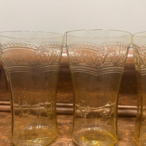 Vintage Federal Glass Patrician Amber Large Tumblers - Set of 4