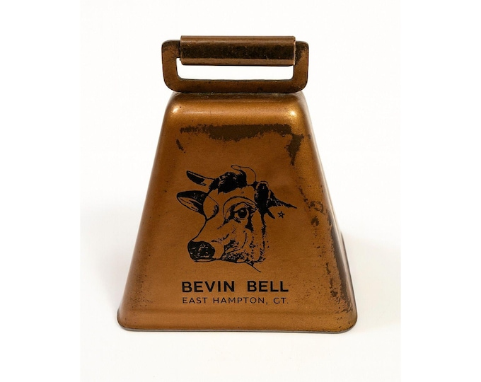 Cowbell Bevin Bell Copper Cowbell With Handle East Hampton CT | Vintage cow bell Farmhouse Primitive Cow Country Decor Rustic Primitive