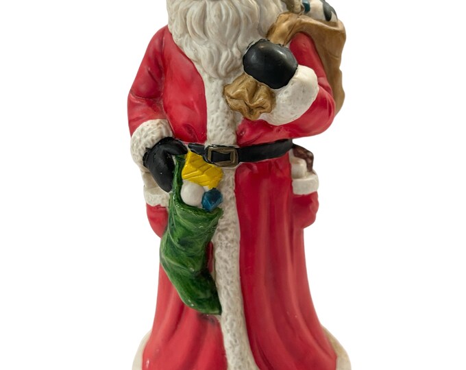 Vintage | Ceramic | Santa | Stocking | Bag of Toys | Holiday Christmas | Figurine