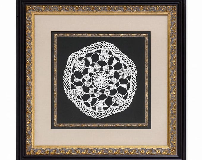 Vintage Framed Handmade Crocheted Doily Dollies Art Grandma Chic Vintage Grandma
